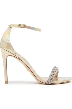 Stuart Weitzman Schoenen, Dames, Grijs, 40 1/2 EU, Leer, Highshine Sandaal