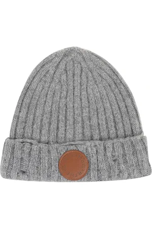 Stella McCartney Accessoires, Dames, Grijs, ONE Size, Geribbelde Alpaca Beanie
