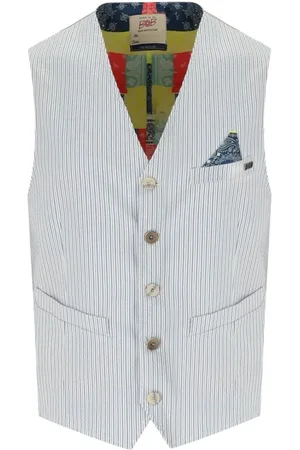 BOB der Bär Jassen, Heren, Blauw, L, Katoen, Gestreepte Single-Breasted Vest