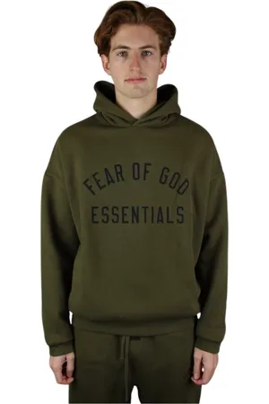 FEAR OF GOD Sweatshirts & Hoodies, Heren, Groen, L, Fleece Hoodie Essentials Style