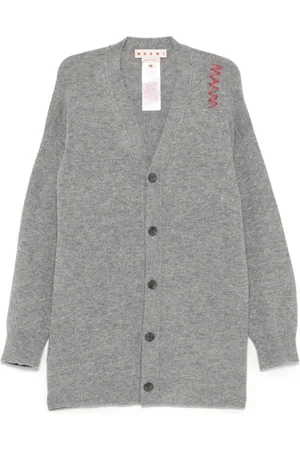 Marni Truien, Heren, Grijs, M, Geborduurde grijze cardigan