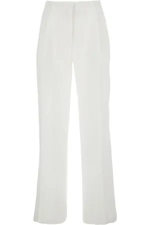 SEMICOUTURE Broeken, Dames, Wit, M, Linnen, Witte Linnen Broek met Riemlussen