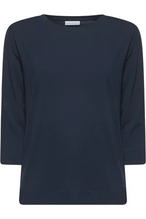 DRIES VAN NOTEN Tops, Dames, Blauw, S, Katoen, Blauwe Katoenen Crewneck Sweater