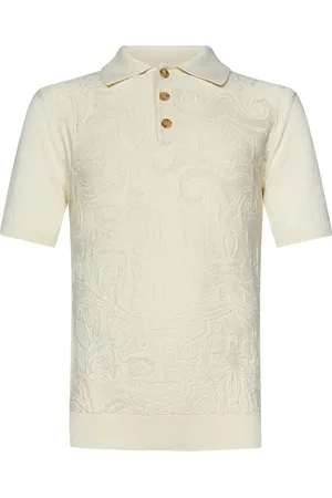 Etro Truien, Heren, Wit, L, Katoen, Polo Shirt van Katoen met Paisley-patroon