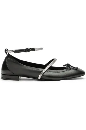 Stuart Weitzman Schoenen, Dames, Zwart, 36 1/2 EU, Leer, Ballerina`s met kristallen