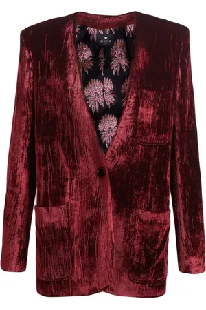 Etro Jassen, Dames, Rood, M, Textured Velvet-Effect Blazer