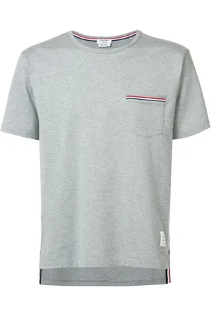 Thom Browne Tops, Heren, Grijs, S, Katoen, Katoenen T-shirt met Korte Mouwen