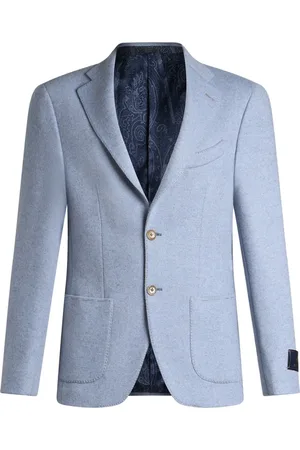 Etro Jassen, Heren, Blauw, L, Wol, Blauwe Blazer van Wol-Cashmere met Paisley Motief