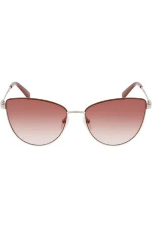 Longchamp Accessoires, Dames, Geel, ONE Size, Metalen zonnebril