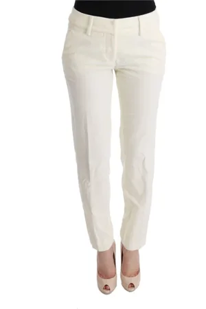 ERMANNO SCERVINO Broeken, Dames, Wit, L, Katoen, Regular Fit Broek