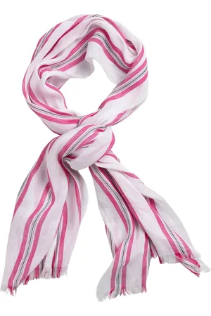 GANT Accessoires, Dames, Roze, ONE Size, Katoen, Gestreept Linnen en Katoenen Sjaal