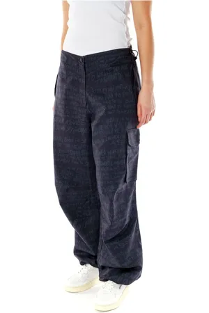 Daily paper Broeken, Dames, Blauw, M, Gedrukte parachute broek met verstelbare taille