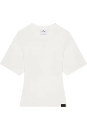Courrèges Tops, Dames, Wit, XS, Katoen, T-shirt met ronde hals