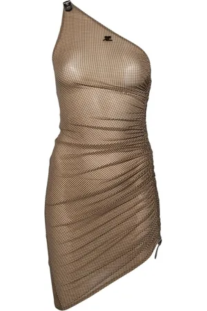Courrèges Kleedjes, Dames, Bruin, S, Polyester, One-Shoulder Jurk
