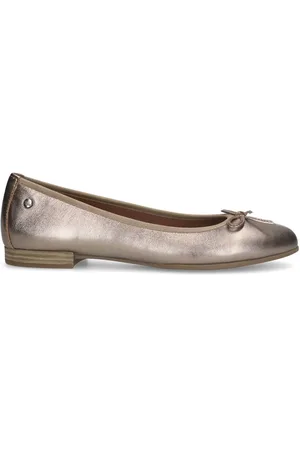 Manfield Schoenen, Dames, Bruin, 39 EU, Bronzen Leren Ballerina