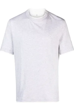 Brunello Cucinelli Tops, Heren, Grijs, XL, Katoen, Lichtgrijze en Gebroken Witte Tee