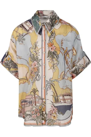 ZIMMERMANN Blouses & Shirts, Dames, Veelkleurig, XS, Nautische Kaart Relaxte Shirt