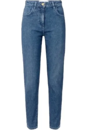 Elisabetta Franchi Jeans, Dames, Blauw, W30, Denim, Glitterende Pailletten Denim Slim Fit Broek