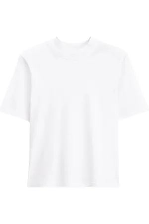 Filippa K Tops, Dames, Wit, S, Katoen, Mock Neck Tee