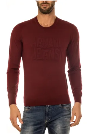 Emporio Armani Truien, Heren, Rood, M, Gezellige Gebreide Trui