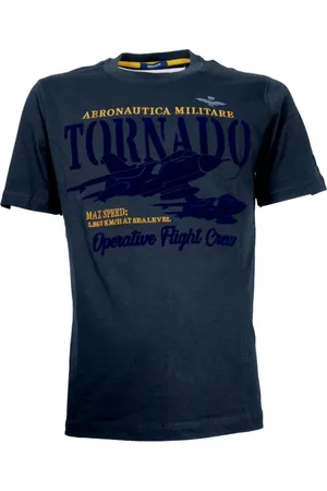 Aeronautica Militare Tops, Heren, Blauw, M, Katoen, Blauw Navy Katoenen Ronde Hals T-Shirt Ts 2405J641