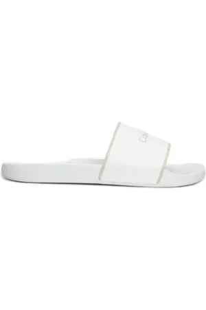 Calvin Klein Schoenen, Dames, Wit, 39 EU, Rubber Pool Slide Sandalen