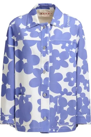 Marni Jassen, Dames, Paars, M, Katoen, Floral Print Katoenen Jas