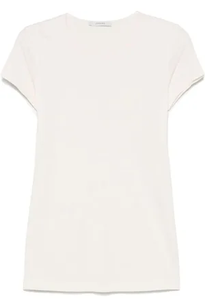 LEMAIRE Tops, Dames, Wit, XS, Katoen, T-shirt met ronde hals en korte mouwen