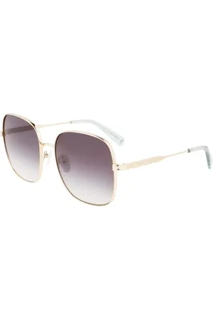 Longchamp Accessoires, Dames, Geel, ONE Size, Metalen zonnebril