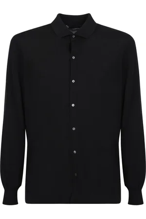 LARDINI Overhemden, Heren, Zwart, L, Wol, Wollen overhemd