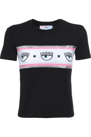 Chiara Ferragni Tops, Dames, Zwart, XS, Katoen, T-shirt