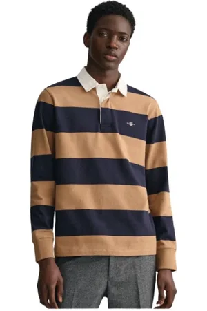 GANT Tops, Heren, Veelkleurig, M, Katoen, Gestreept katoenen polo rugger
