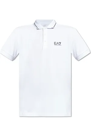 EA7 Tops, Heren, Wit, 2Xl, Katoen, Katoenen polo met gedrukt logo