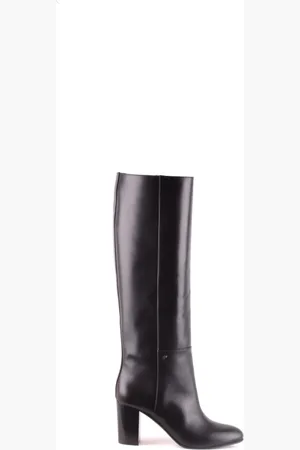 Dsquared2 Schoenen, Dames, Zwart, 36 EU, Leer, Grijze leren laarzen met brede hak