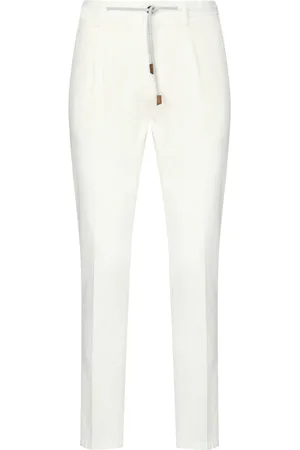 ELEVENTY Broeken, Heren, Wit, W32, Katoen, Slim-fit joggingbroek