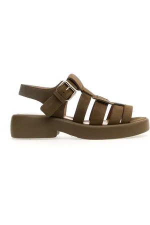 Elena Iachi Schoenen, Dames, Groen, 38 EU, Leer, Platte sandalen