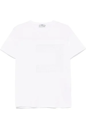 Elisabetta Franchi Tops, Dames, Wit, S, Jersey T-shirt Met Voile Macro Logo