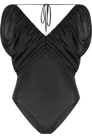 Pinko Tops, Dames, Zwart, S, Nylon, Geknoopte Nylon Bodysuit