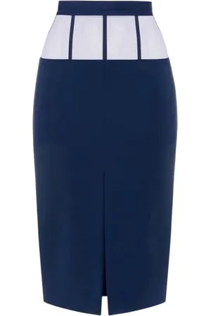 Elisabetta Franchi Rokken, Dames, Blauw, S, Stretch Crêpe Rok met Tulle Peplum