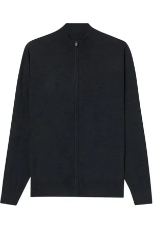 Brooks Brothers Truien, Heren, Grijs, S, Wol, Merino wollen sweater met volledige ritssluiting