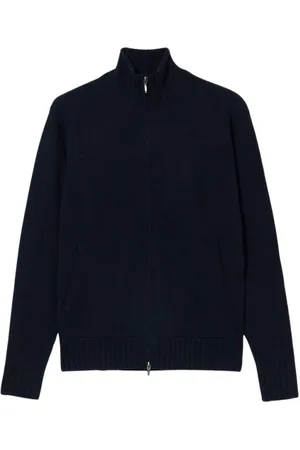 Brooks Brothers Truien, Heren, Blauw, S, Wol, Wol-Cashmere Zip Trui