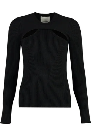 Isabel Marant Truien, Dames, Zwart, M, Wol, Uitgesneden Merino wollen trui