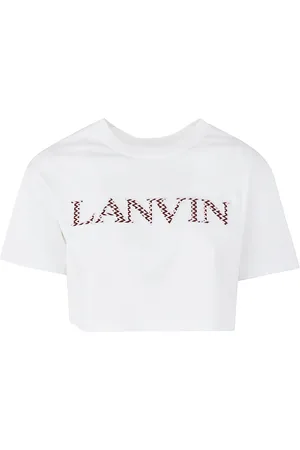 Lanvin Tops, Dames, Wit, S, Katoen, Curb Embroidered Cropped T-Shirt