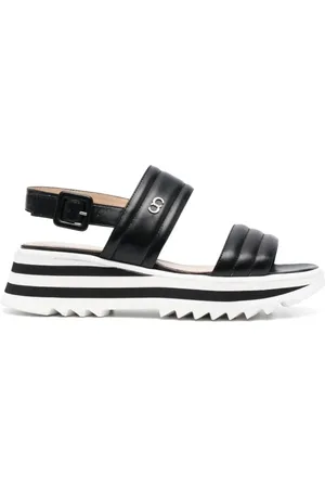 Casadei Schoenen, Dames, Zwart, 38 1/2 EU, Leer, Sandalen met sleehak