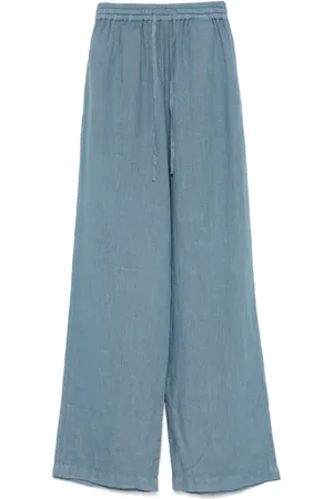 FAY Broeken, Dames, Blauw, W29, Linnen, Wijde Broek