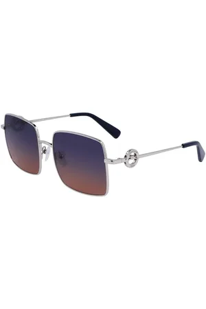 Longchamp Accessoires, Dames, Grijs, ONE Size, Grijze Metalen Zonnebril
