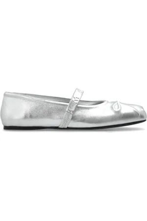 Marni Schoenen, Dames, Grijs, 36 EU, Leer, Leren ballerina`s