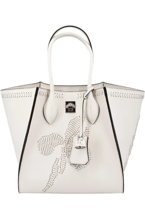 ERMANNO SCERVINO Tassen, Dames, Wit, ONE Size, Leer, Maggie Handtas van Reliëfleder