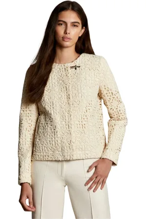 FAY Jassen, Dames, , S, Katoen, Geborduurde katoenen jas met gehaakt overlay