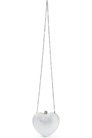 Mach & Mach Tassen, Dames, Wit, ONE Size, Suède, Witte Suède Kristallen Clutch